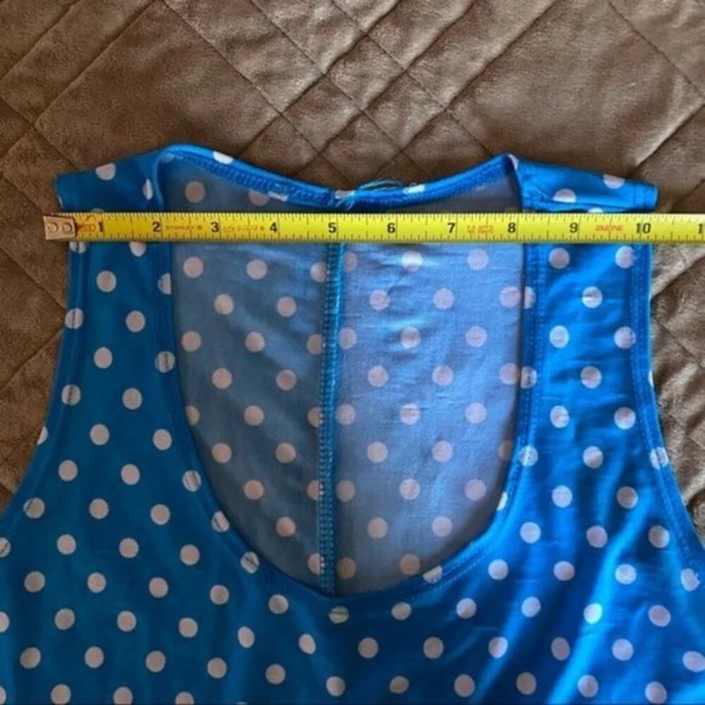 Boutique Retro Blue Polka dot Swing Tunic Tank